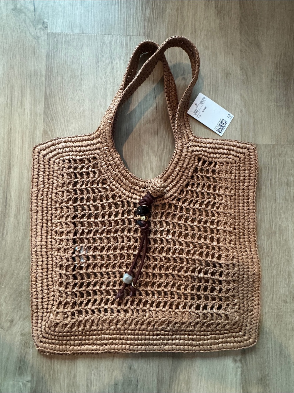 H&M Dark Beige Straw Tote - Picture 2 of 7